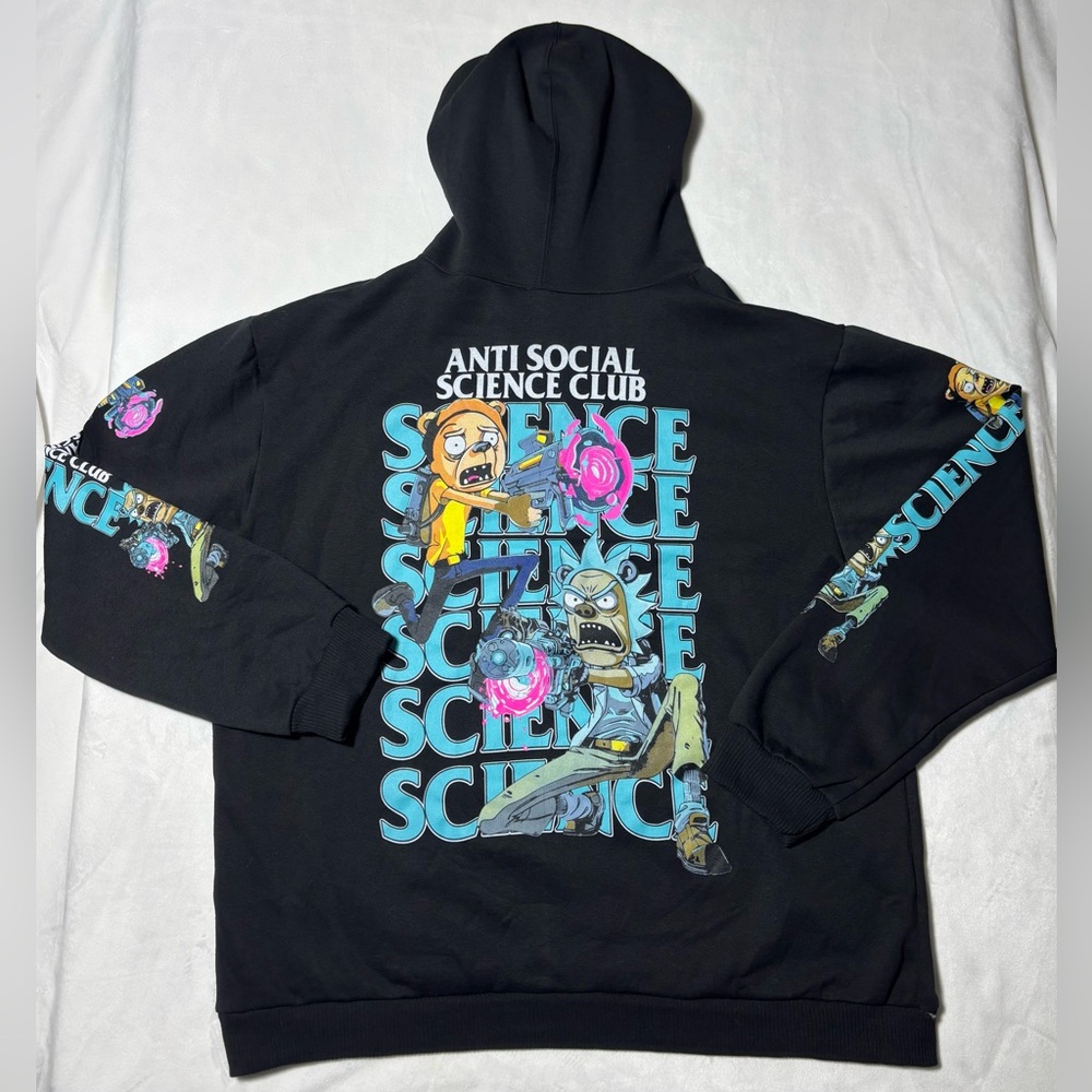 Rick and Morty Anti Social Science Club 2Xl Black Lightweight Graphic Hoodie